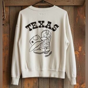 Aeropostale Houston Texas Cowgirl Oversized Notch V Neck Sweatshirt Size XS
